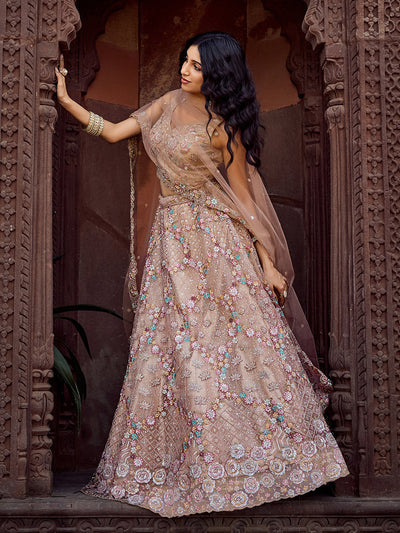 Net Fabric Sequins embroidery Semi-Stitched Lehenga & Unstitched Blouse With Dupatta (Copy) House of Panchhi