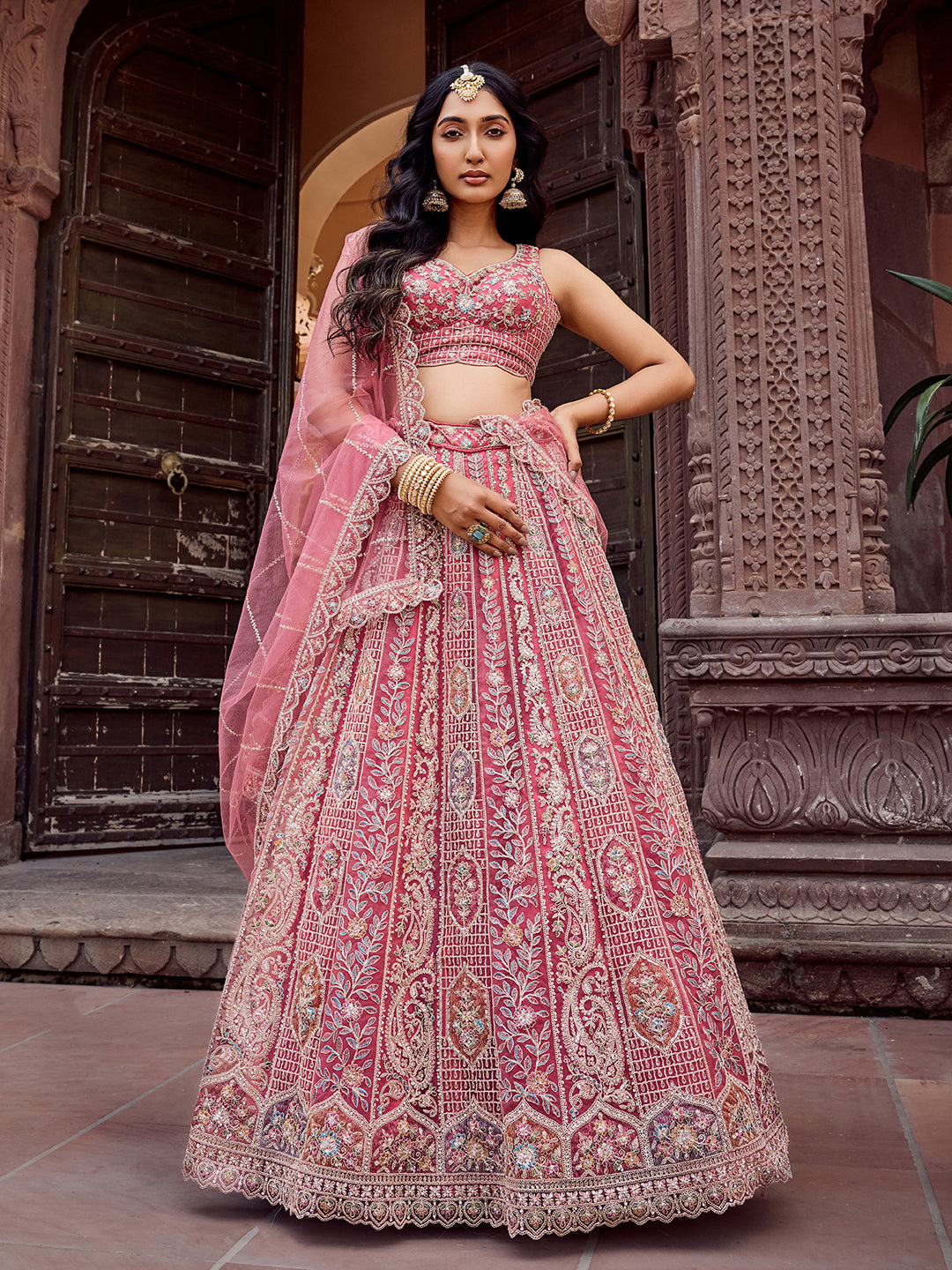 Net Fabric Sequins embroidery Semi-Stitched Lehenga & Unstitched Blouse With Dupatta (Copy) House of Panchhi