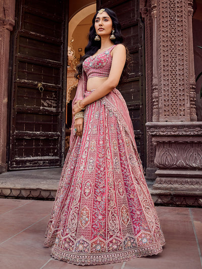 Net Fabric Sequins embroidery Semi-Stitched Lehenga & Unstitched Blouse With Dupatta (Copy) House of Panchhi
