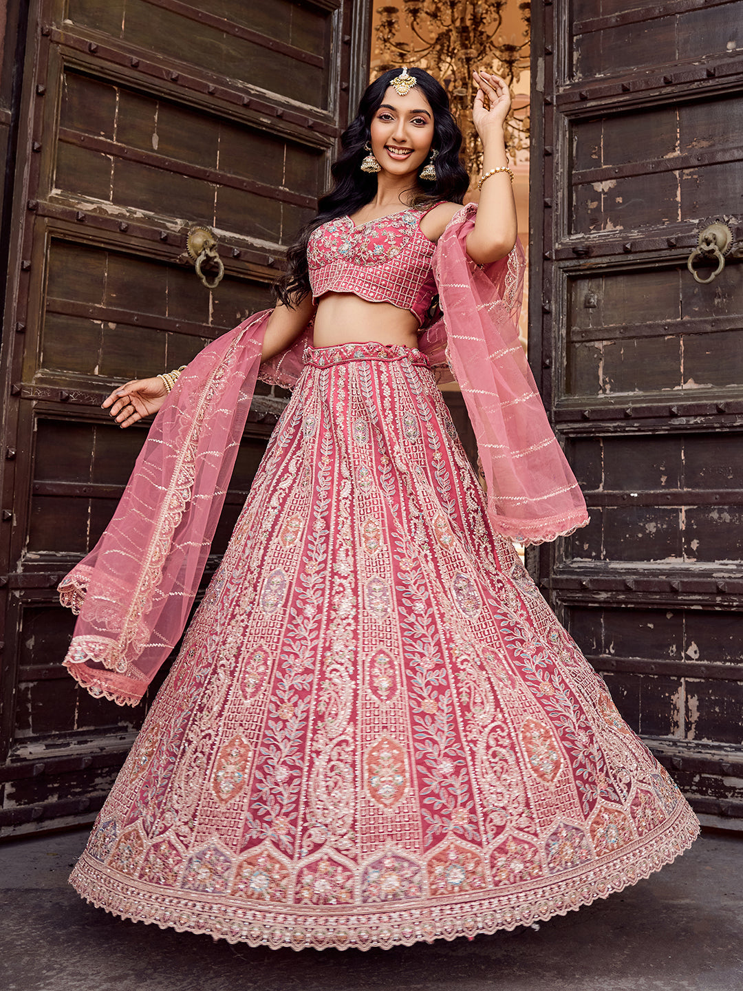 Net Fabric Sequins embroidery Semi-Stitched Lehenga & Unstitched Blouse With Dupatta (Copy) House of Panchhi
