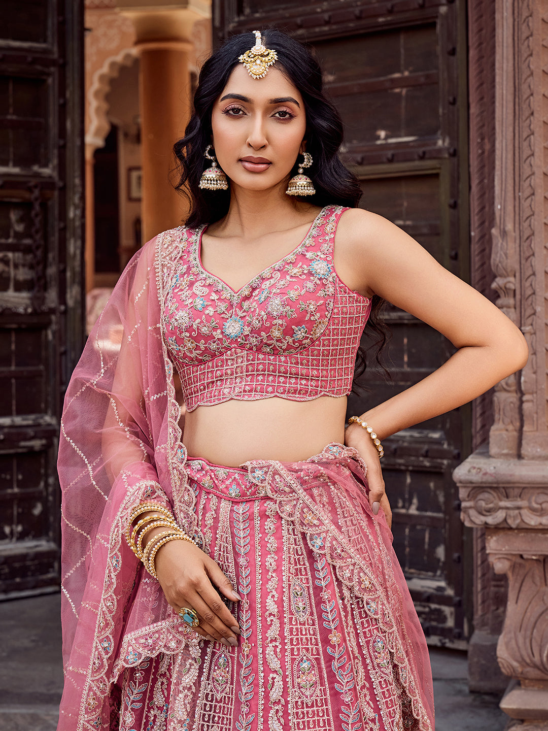 Net Fabric Sequins embroidery Semi-Stitched Lehenga & Unstitched Blouse With Dupatta (Copy) House of Panchhi