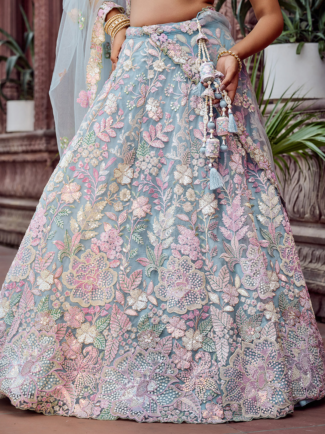 Net Fabric Sequins embroidery Semi-Stitched Lehenga & Unstitched Blouse With Dupatta House of Panchhi