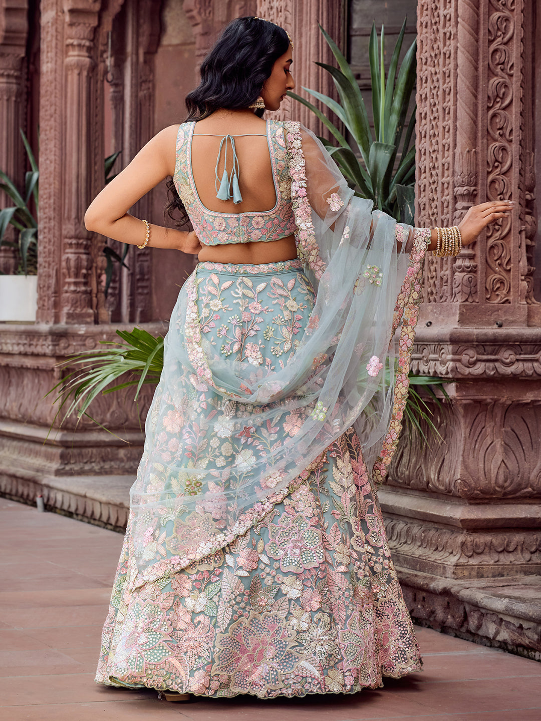 Net Fabric Sequins embroidery Semi-Stitched Lehenga & Unstitched Blouse With Dupatta House of Panchhi