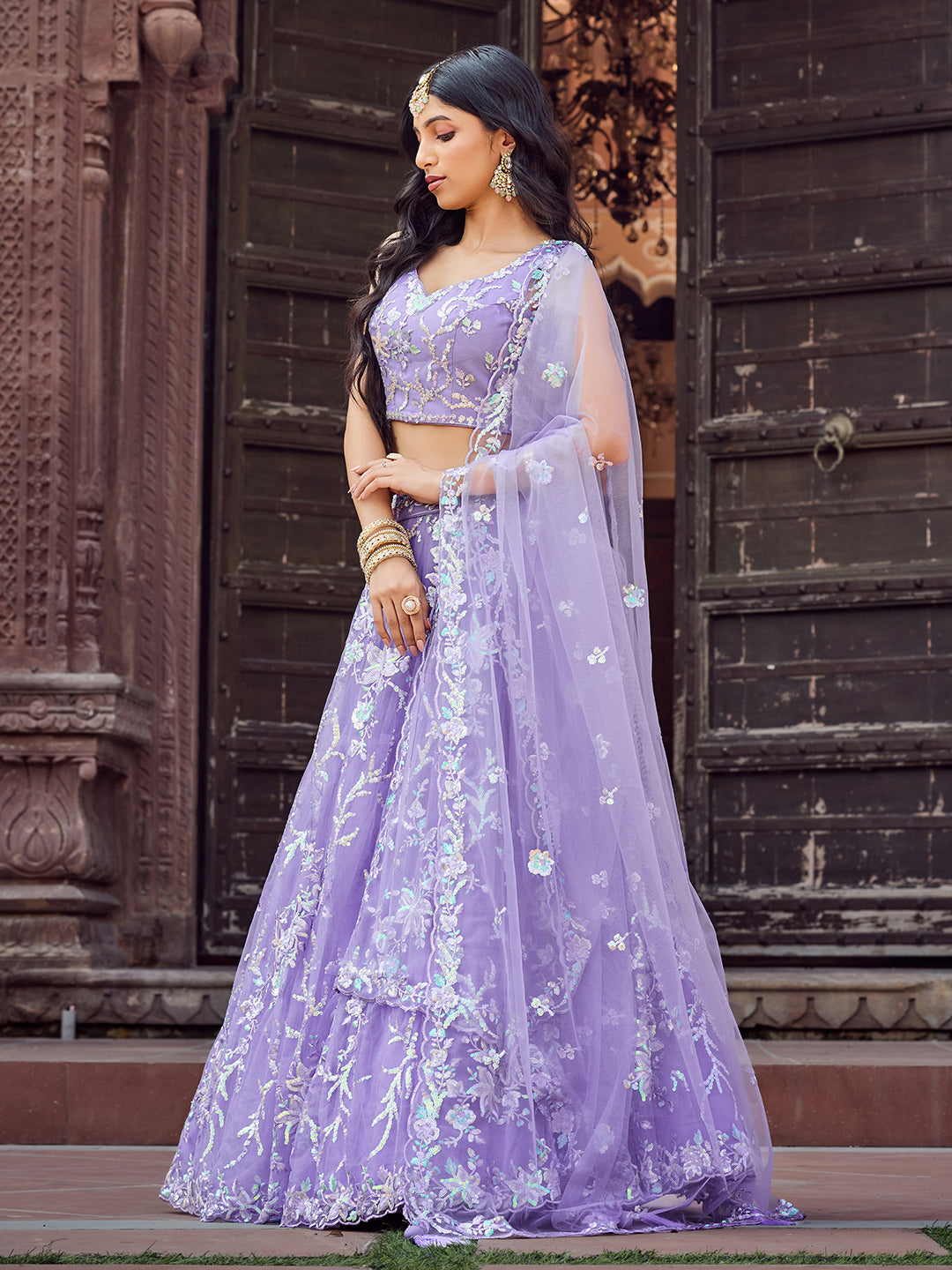 Net Fabric Sequins embroidery Semi-Stitched Lehenga & Unstitched Blouse With Dupatta House of Panchhi