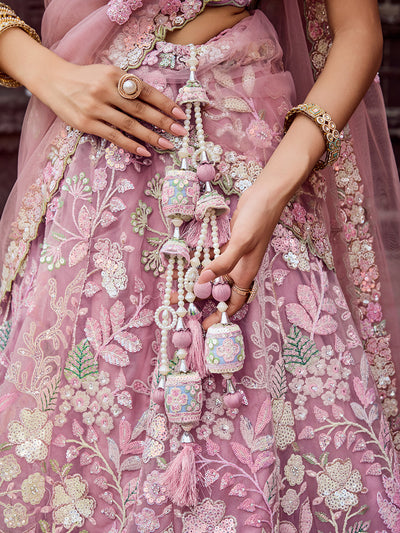 Net Fabric Sequins embroidery Semi-Stitched Lehenga & Unstitched Blouse With Dupatta House of Panchhi