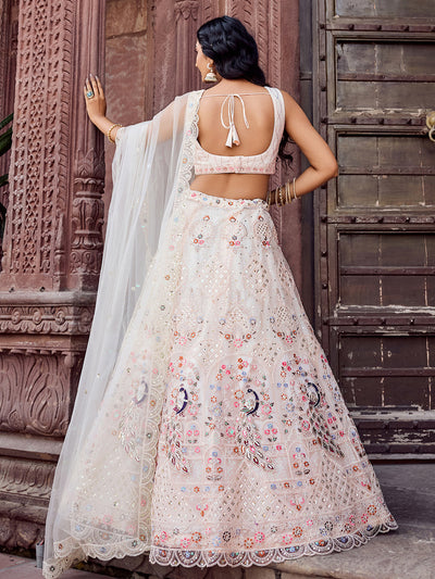 Net Fabric Sequins embroidery Semi-Stitched Lehenga & Unstitched Blouse With Dupatta House of Panchhi