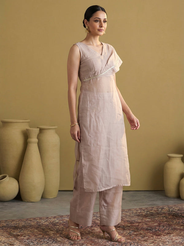 Lavender Silk Solid Kurta & Pant Set House of Panchhi