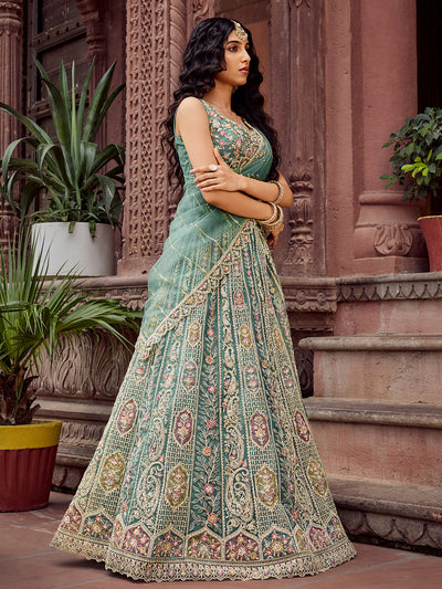 Net Fabric Sequins embroidery Semi-Stitched Lehenga & Unstitched Blouse With Dupatta (Copy) House of Panchhi