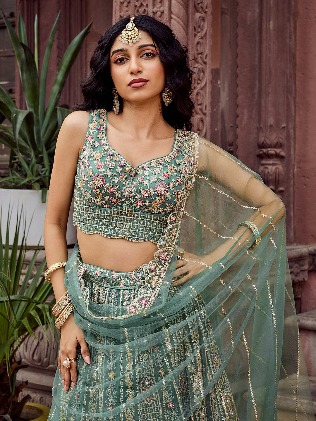 Net Fabric Sequins embroidery Semi-Stitched Lehenga & Unstitched Blouse With Dupatta (Copy) House of Panchhi