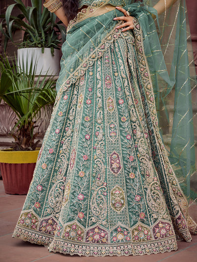 Net Fabric Sequins embroidery Semi-Stitched Lehenga & Unstitched Blouse With Dupatta (Copy) House of Panchhi