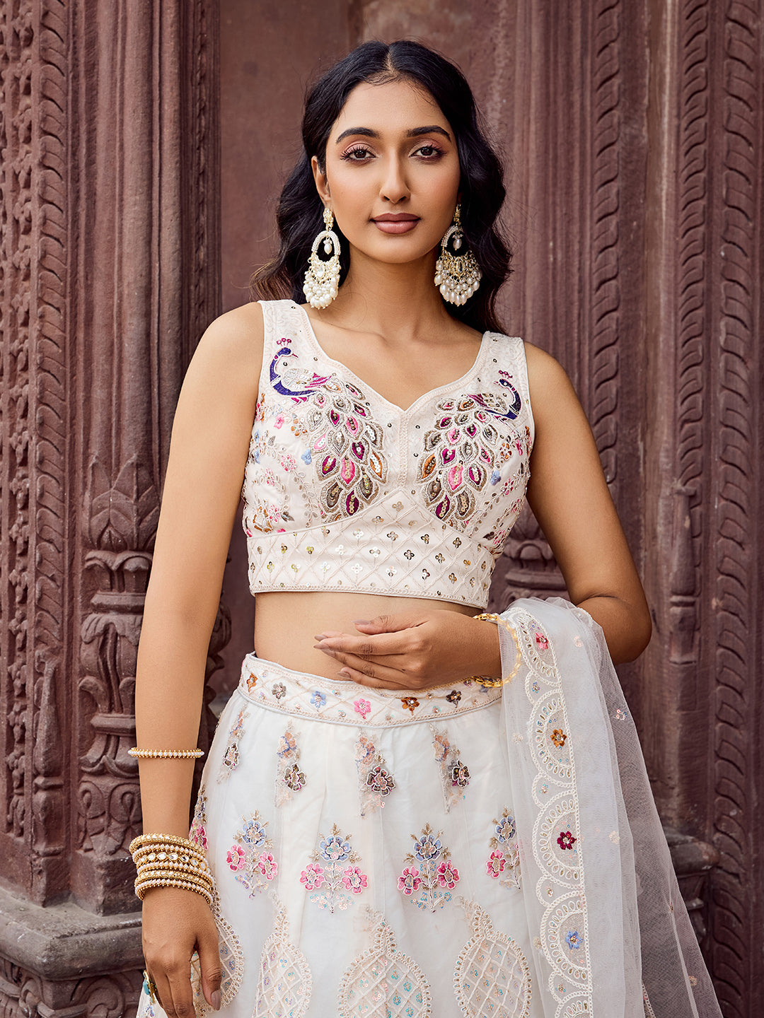 Net Fabric Sequins embroidery Semi-Stitched Lehenga & Unstitched Blouse With Dupatta House of Panchhi
