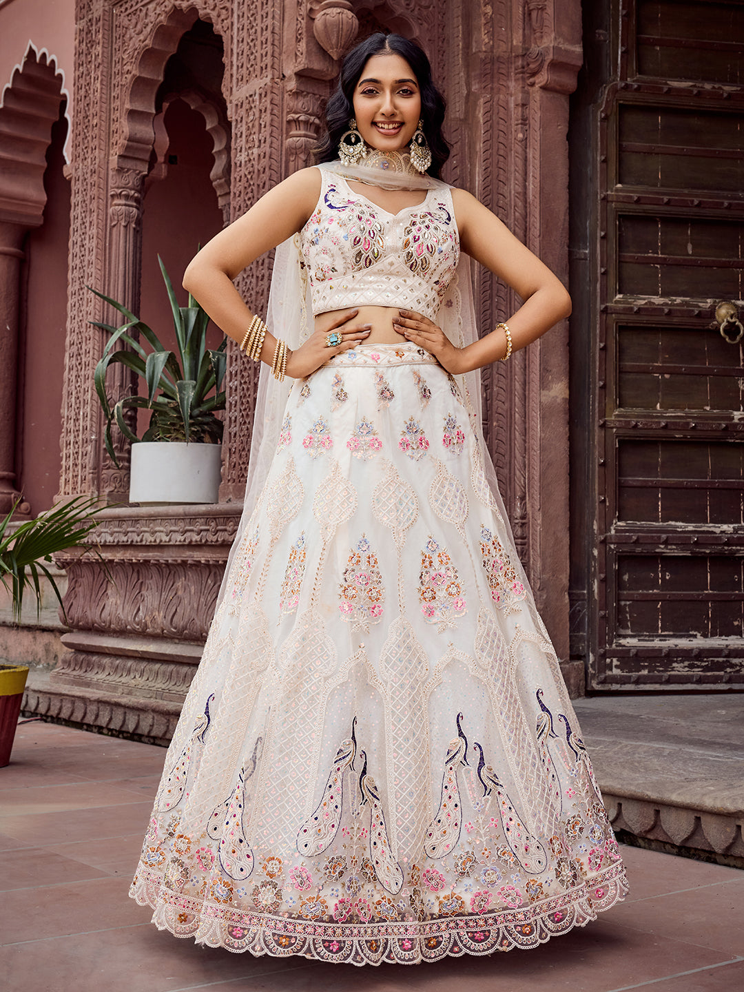 Net Fabric Sequins embroidery Semi-Stitched Lehenga & Unstitched Blouse With Dupatta House of Panchhi