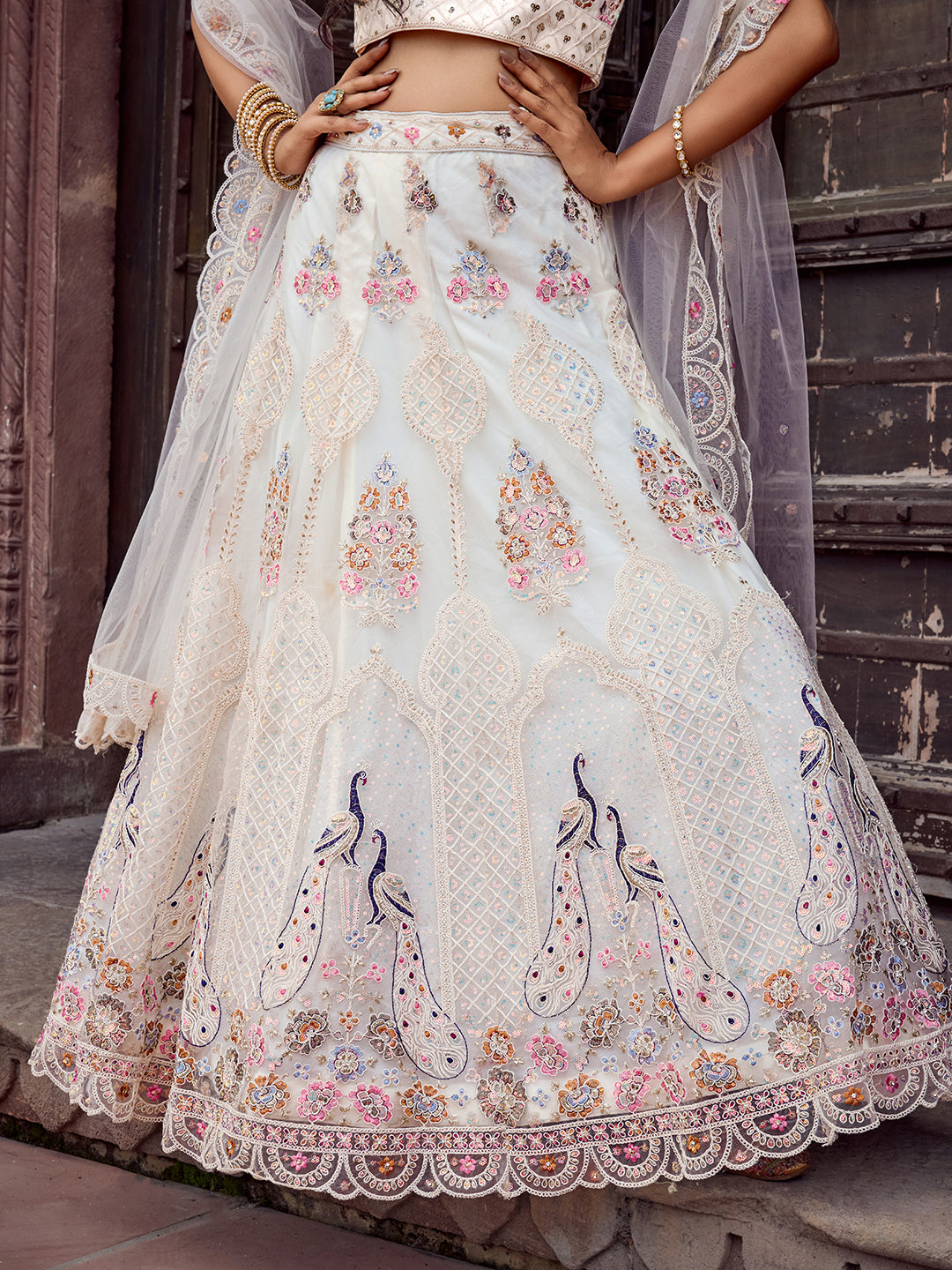 Net Fabric Sequins embroidery Semi-Stitched Lehenga & Unstitched Blouse With Dupatta House of Panchhi