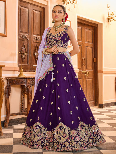 Georgette Fabric Sequins embroidery Semi-Stitched Lehenga & Unstitched Blouse With Dupatta House of Panchhi