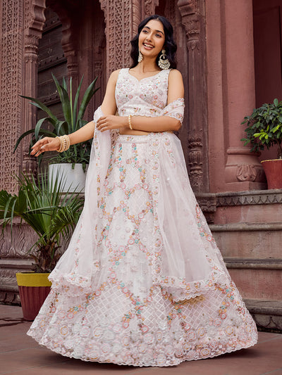 Net Fabric Sequins embroidery Semi-Stitched Lehenga & Unstitched Blouse With Dupatta (Copy) House of Panchhi