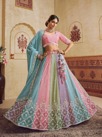 Chinnon Fabric Sequinse embroidery Semi-Stitched Lehenga choli & Dupatta House of Panchhi