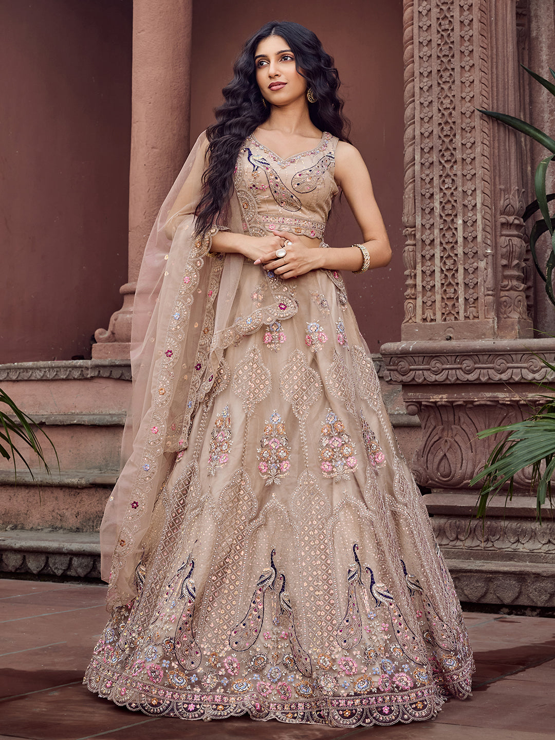 Net Fabric Sequins embroidery Semi-Stitched Lehenga & Unstitched Blouse With Dupatta House of Panchhi