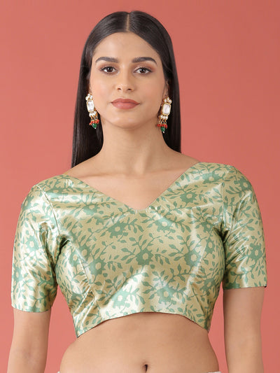 Lime Green-Toned Polyester Gotta Print Readymade Blouse