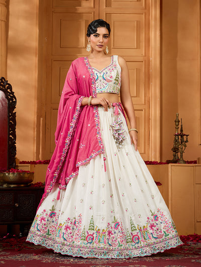 Georgette Fabric Sequins embroidery Semi-Stitched Lehenga & Unstitched Blouse With Dupatta (Copy) House of Panchhi
