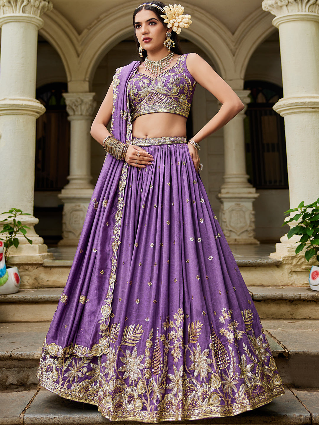 Chiffon Sequinse embroidery Semi-Stitched Lehenga choli & Dupatta