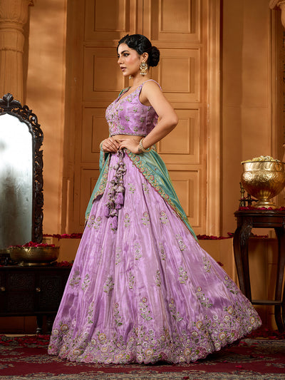 Satin Silk Fabric Sequins embroidery Semi-Stitched Lehenga & Unstitched Blouse With Dupatta House of Panchhi