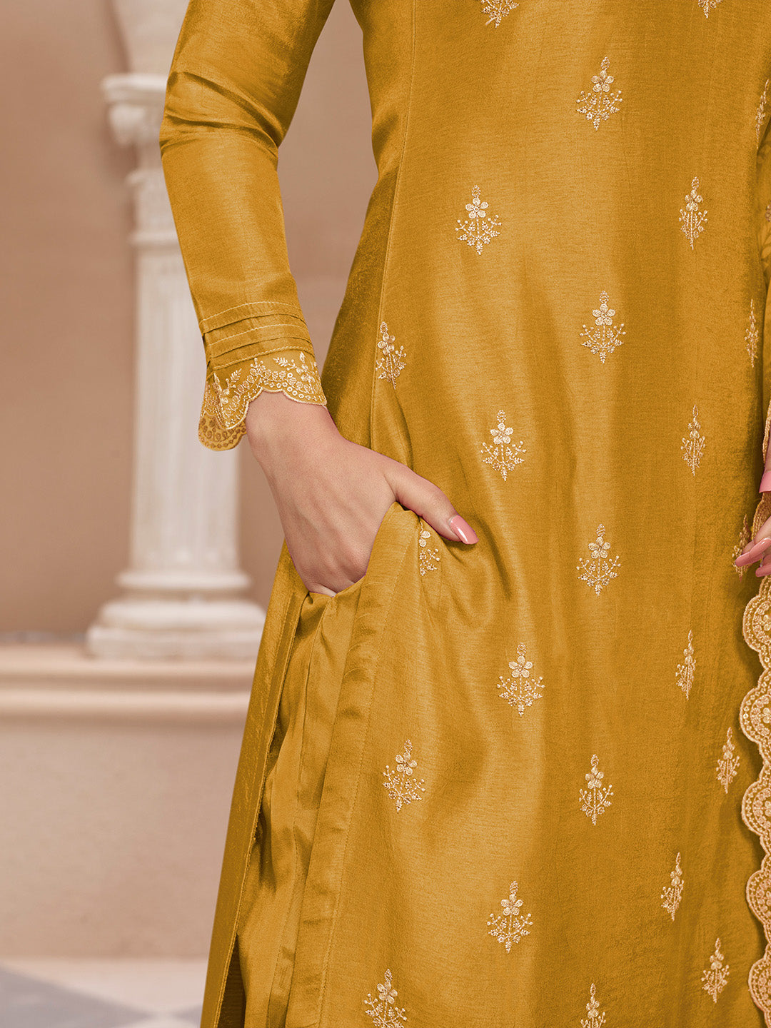 Dola Silk Fabric threadwork buttas Ready to wear Salwar & Kurta Set