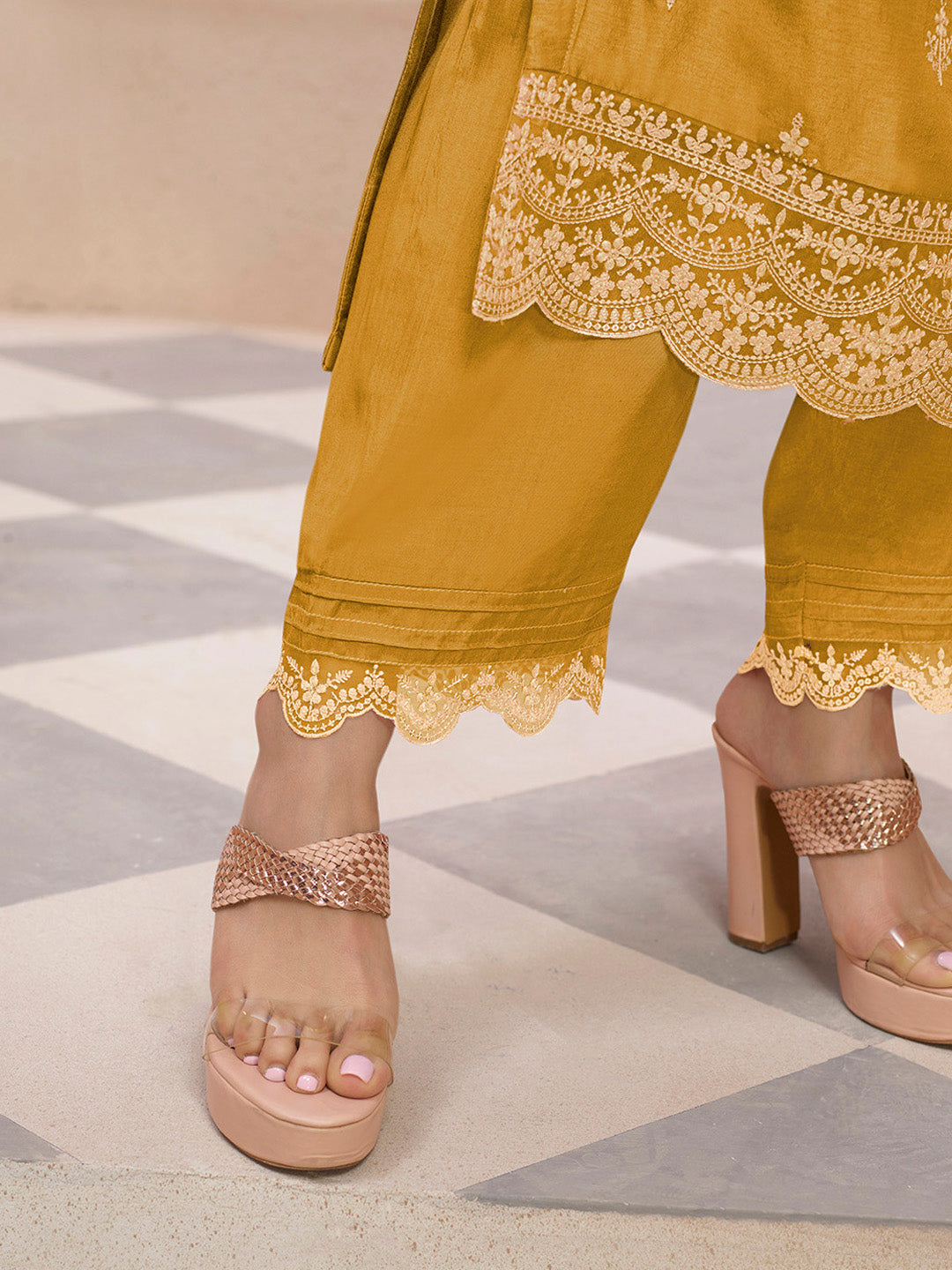 Dola Silk Fabric threadwork buttas Ready to wear Salwar & Kurta Set
