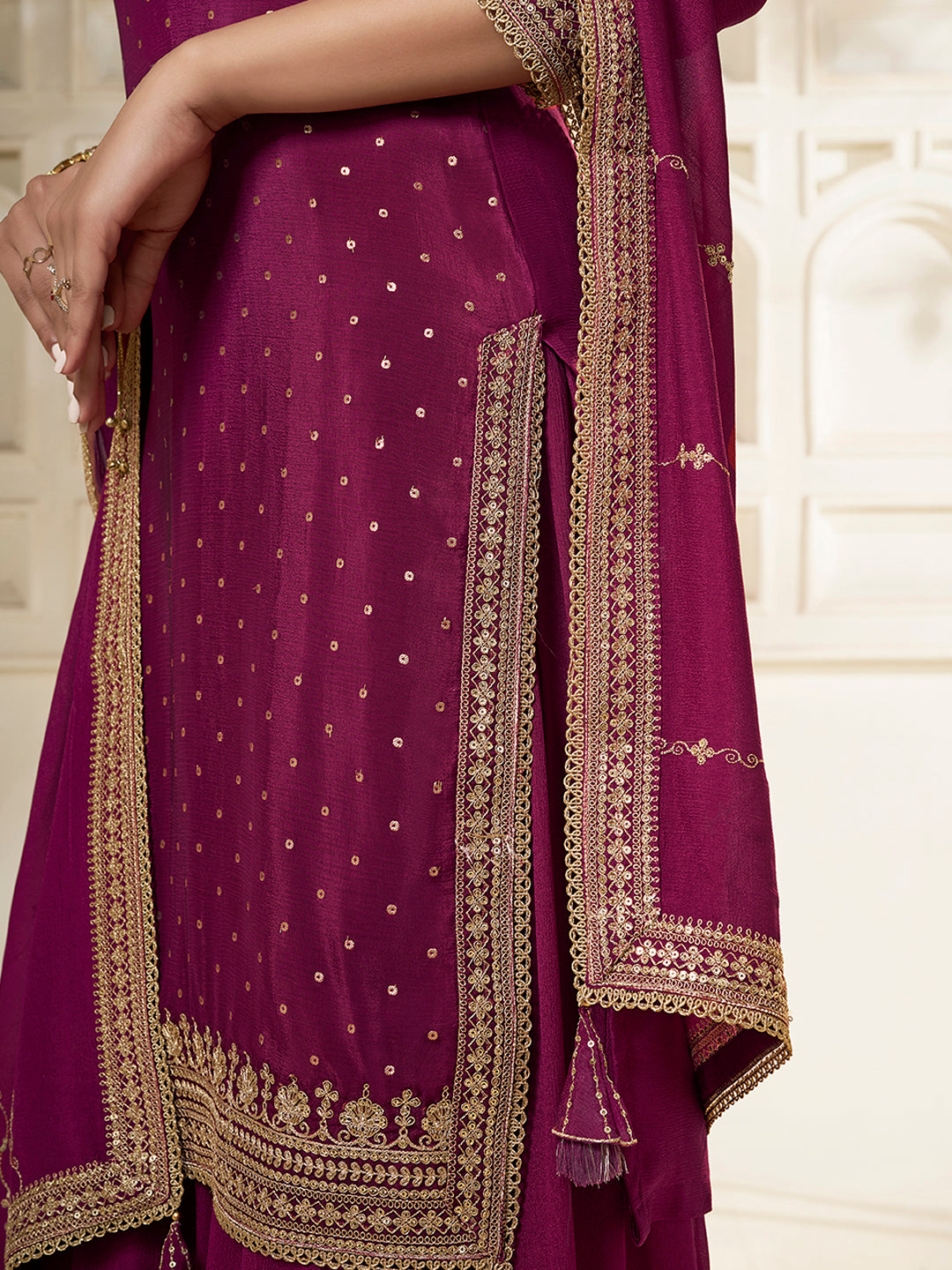 Chinon Fabric sequins embroidery Ready to wear Sharara & Kurta Set