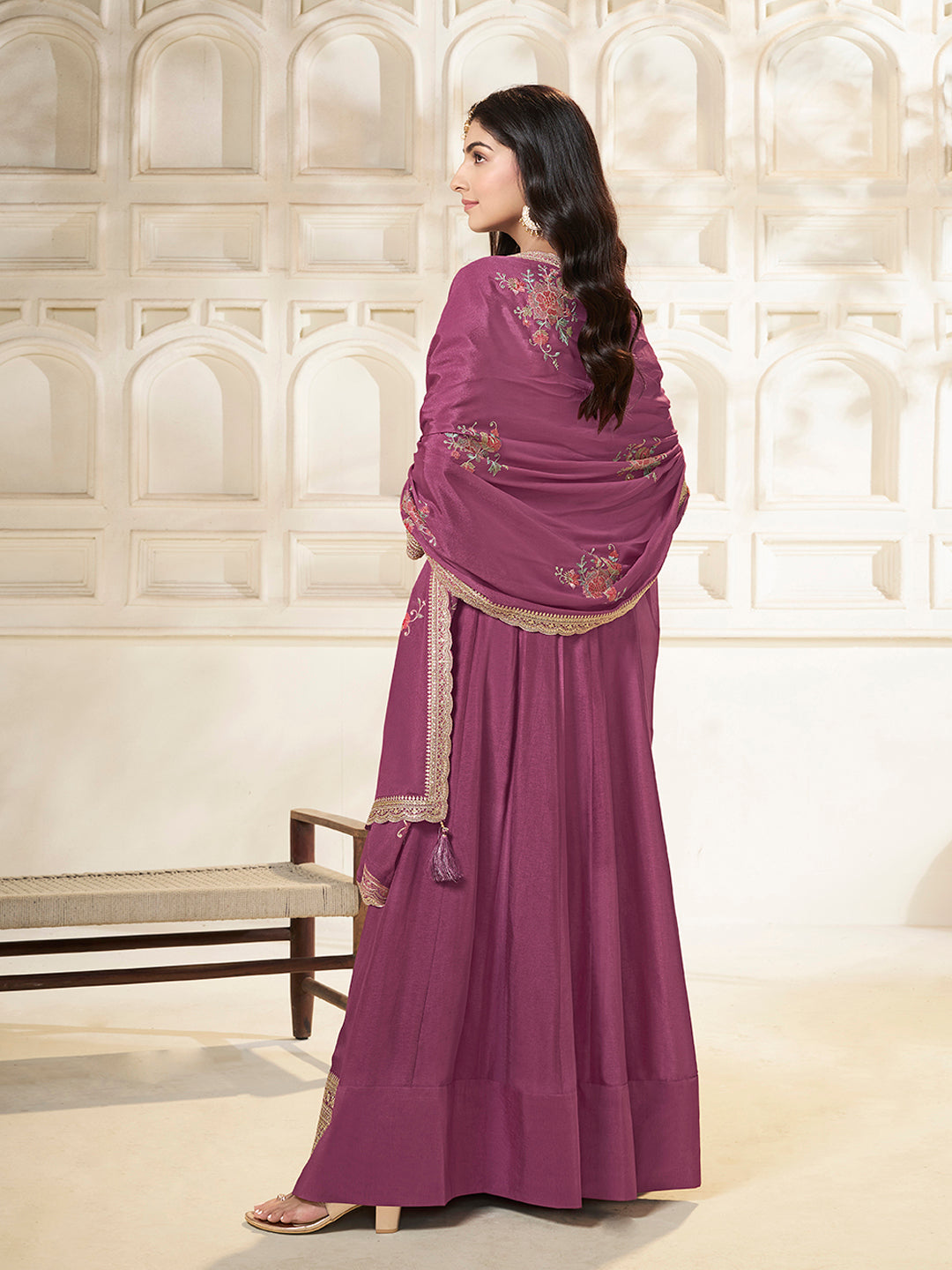 Dola silk Fabric sequin embroidery Ready to wear Sharara & Kurta Set