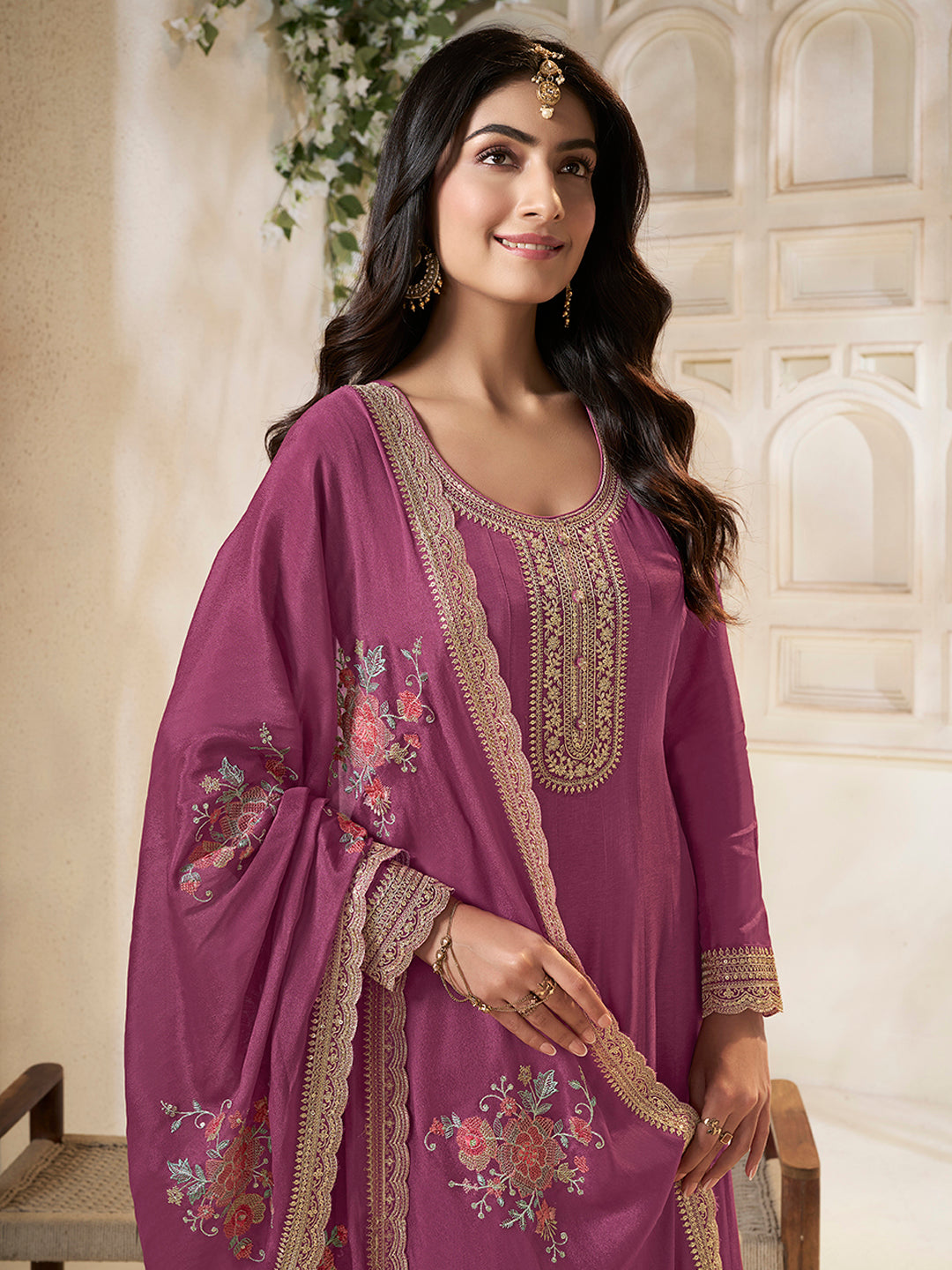 Dola silk Fabric sequin embroidery Ready to wear Sharara & Kurta Set
