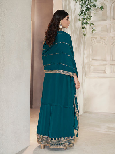 Chinon Fabric sequins embroidery Ready to wear Sharara & Kurta Set