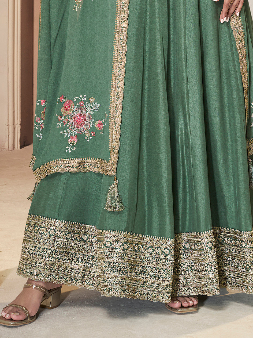 Dola silk Fabric sequin embroidery Ready to wear Sharara & Kurta Set