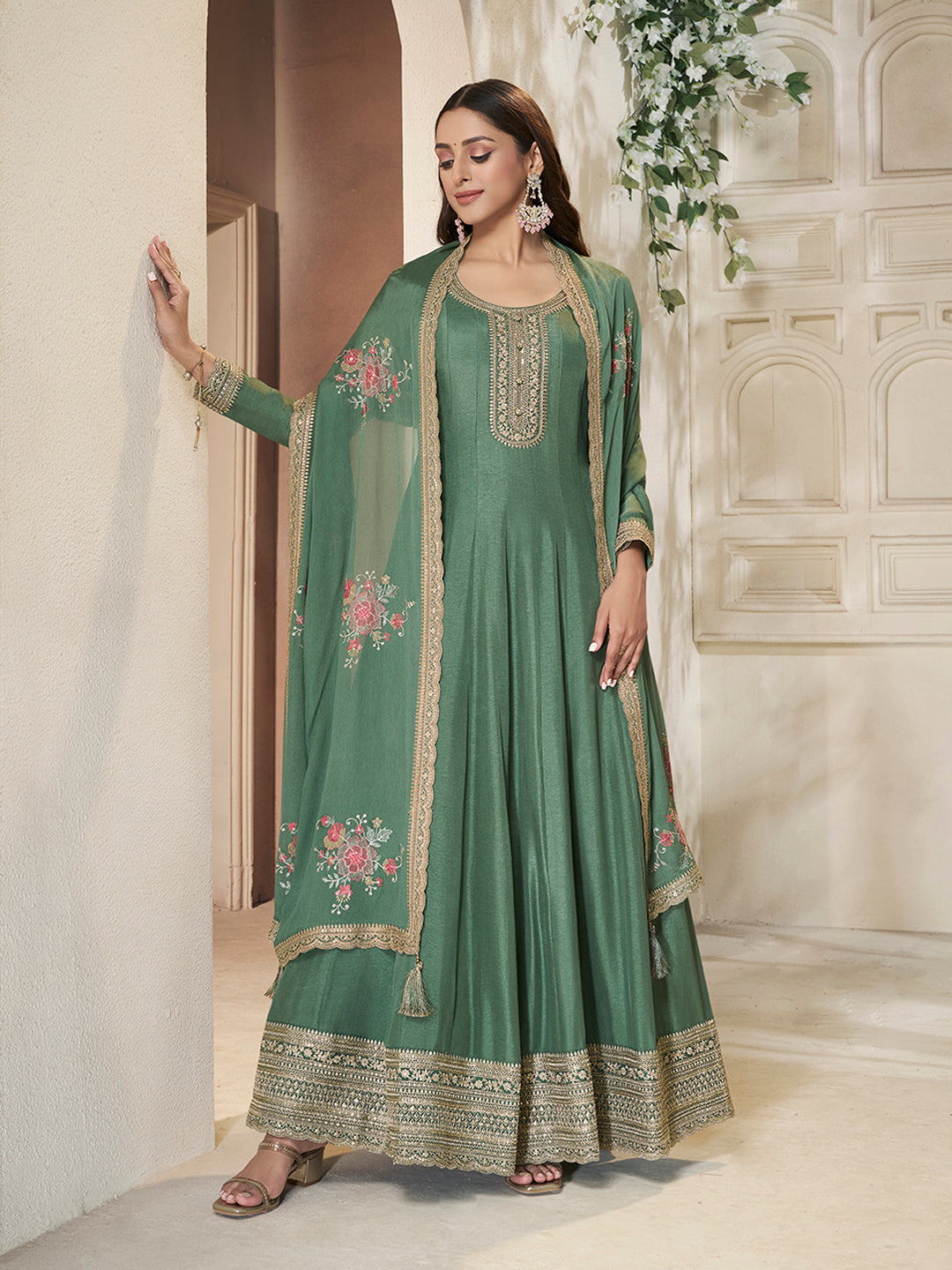 Dola silk Fabric sequin embroidery Ready to wear Sharara & Kurta Set