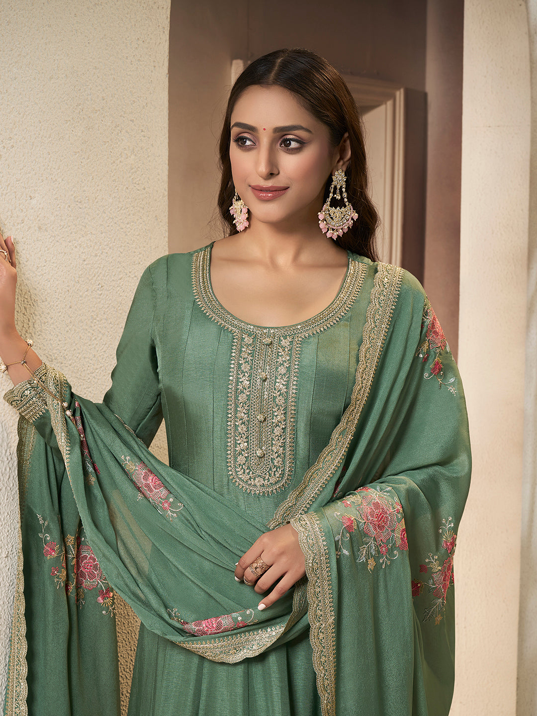 Dola silk Fabric sequin embroidery Ready to wear Sharara & Kurta Set