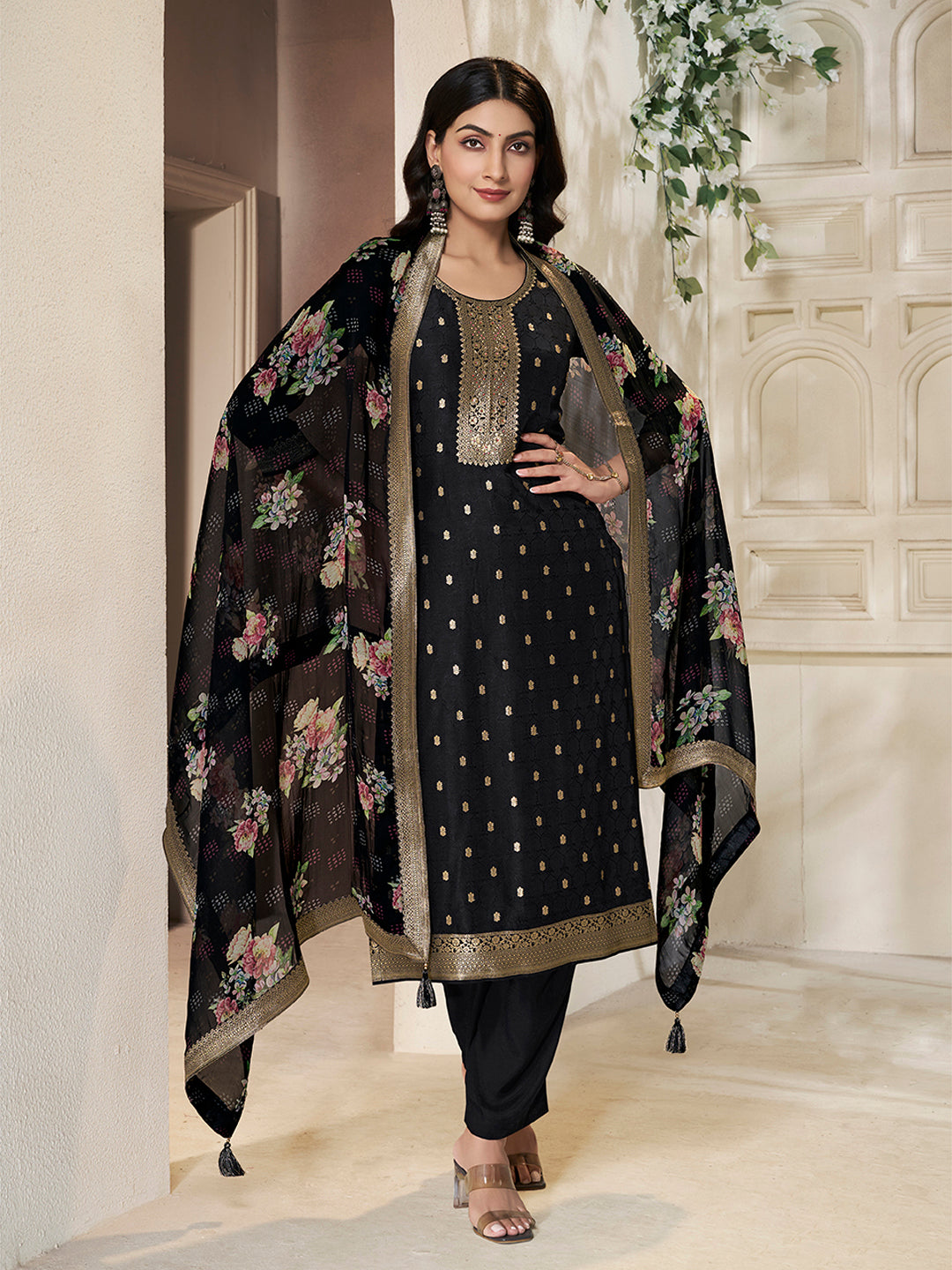 Dola Silk Fabric sequins handwork Ready to wear Salwar & Kurta Set