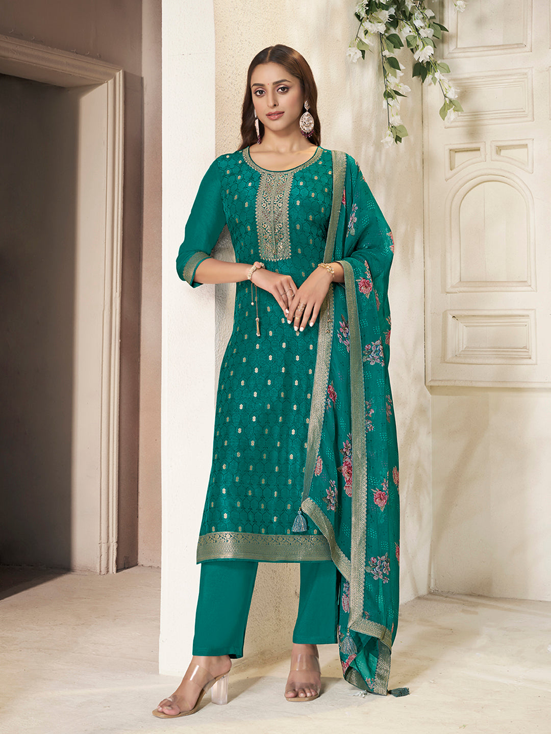 Dola Silk Fabric sequins handwork Ready to wear Salwar & Kurta Set