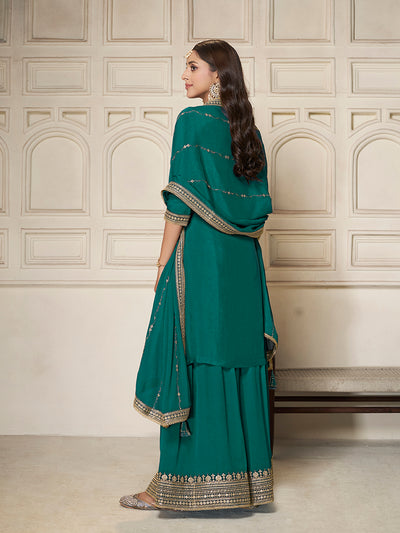 Chinon Fabric sequins embroidery Ready to wear Sharara & Kurta Set