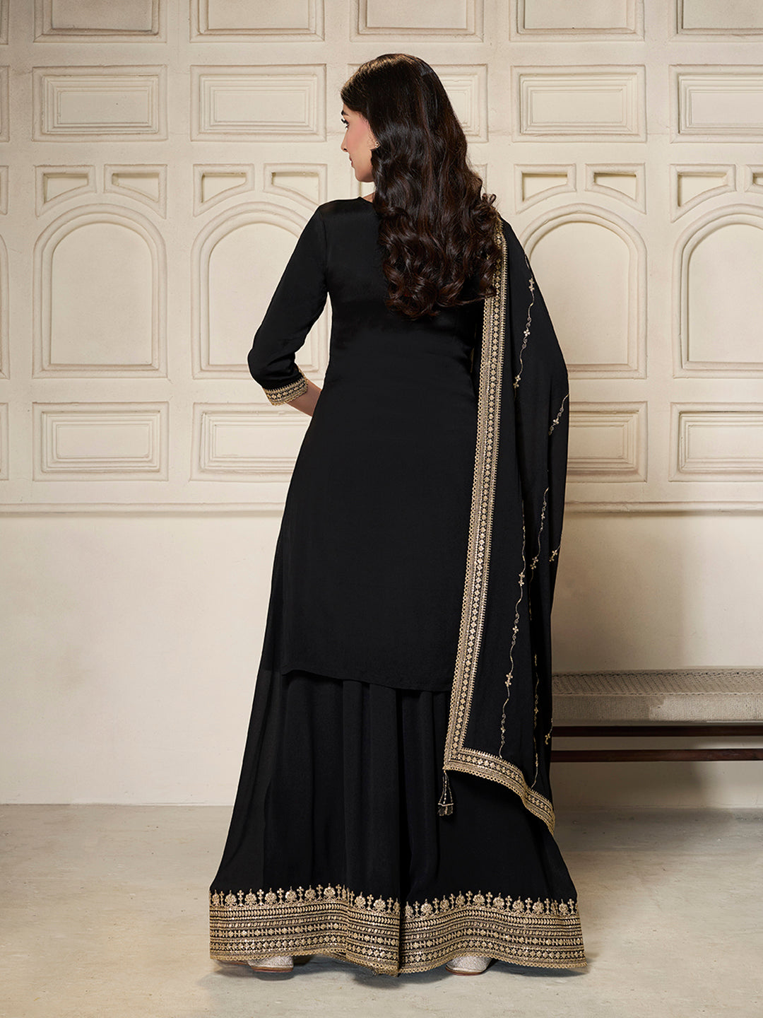 Chinon Fabric sequins embroidery Ready to wear Sharara & Kurta Set