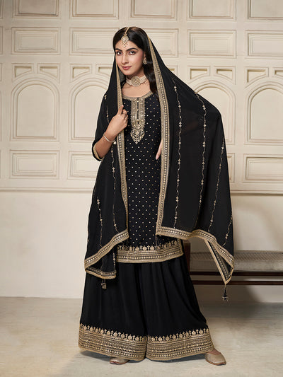 Chinon Fabric sequins embroidery Ready to wear Sharara & Kurta Set