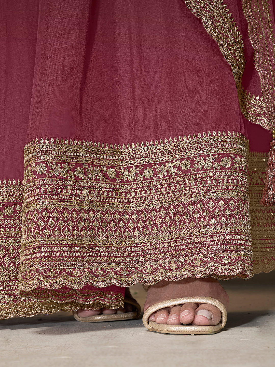 Dola silk Fabric sequin embroidery Ready to wear Sharara & Kurta Set