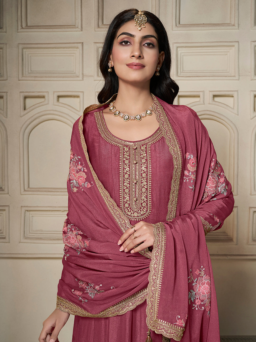 Dola silk Fabric sequin embroidery Ready to wear Sharara & Kurta Set