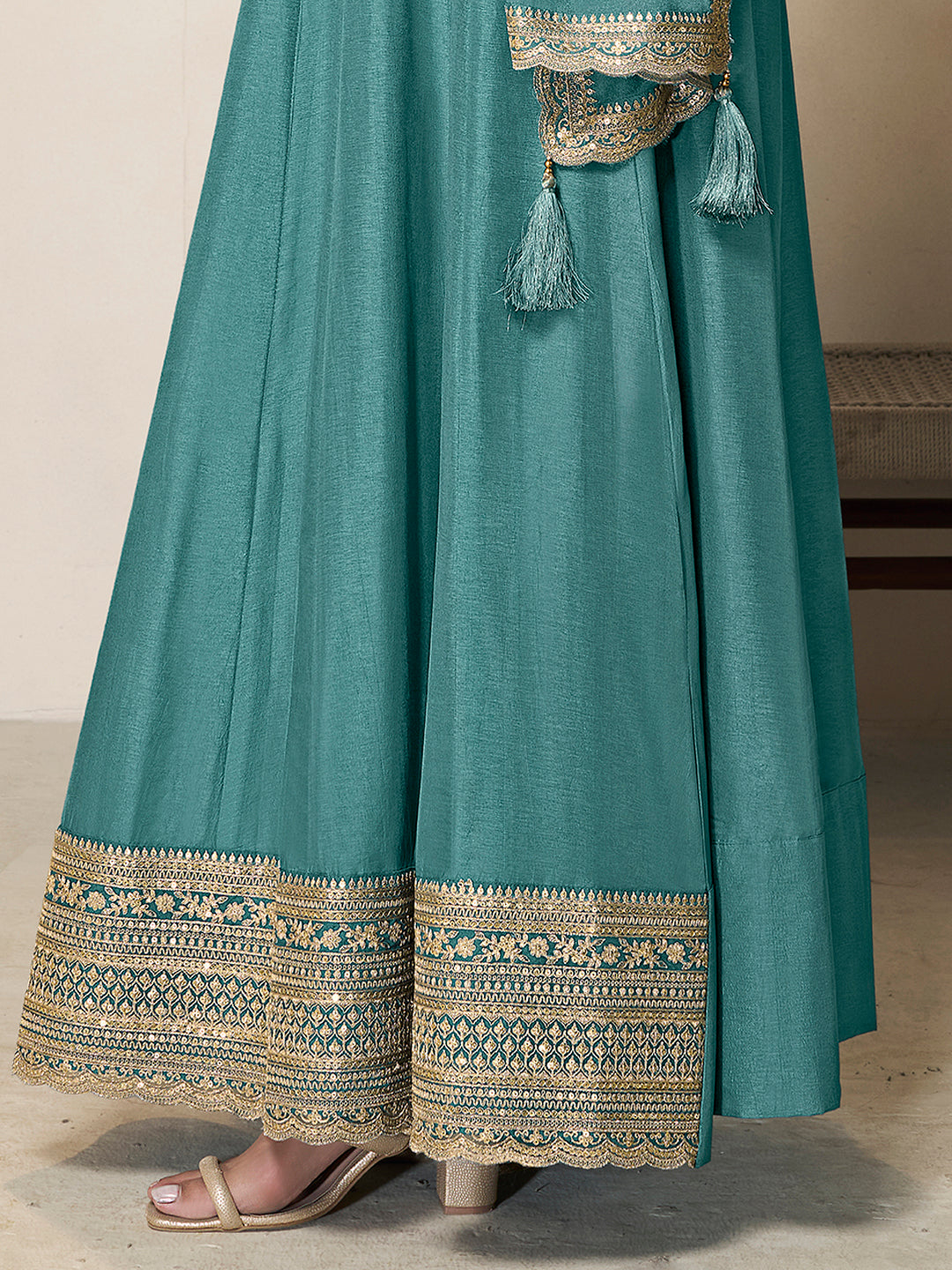 Dola silk Fabric sequin embroidery Ready to wear Sharara & Kurta Set