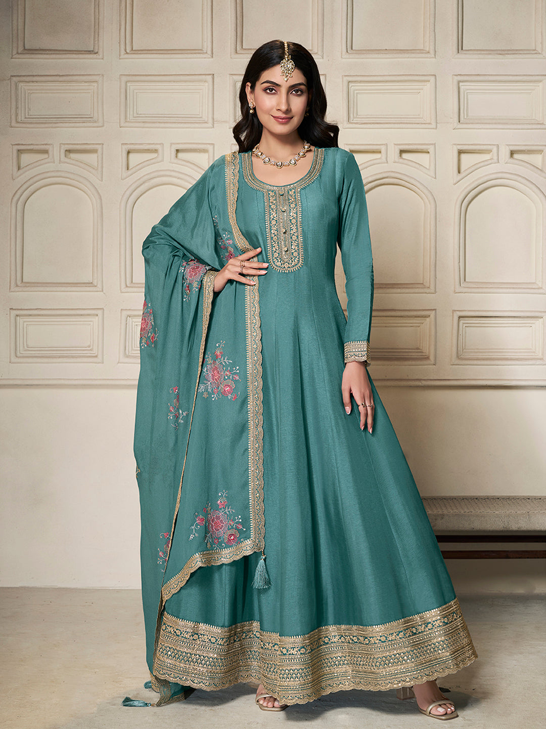 Dola silk Fabric sequin embroidery Ready to wear Sharara & Kurta Set