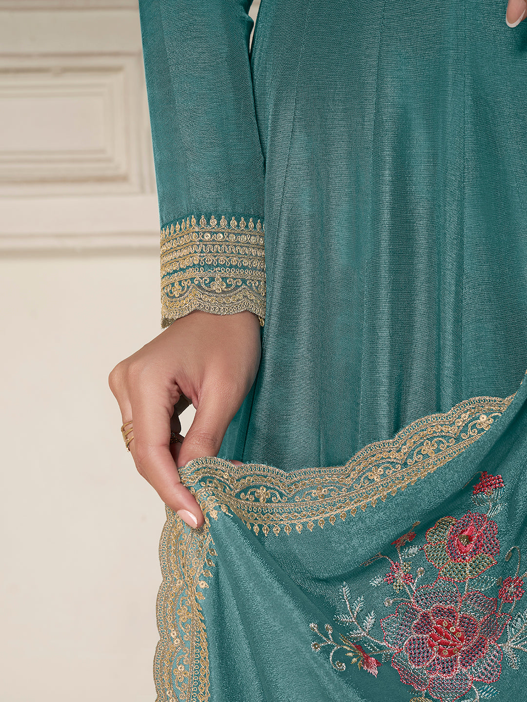 Dola silk Fabric sequin embroidery Ready to wear Sharara & Kurta Set