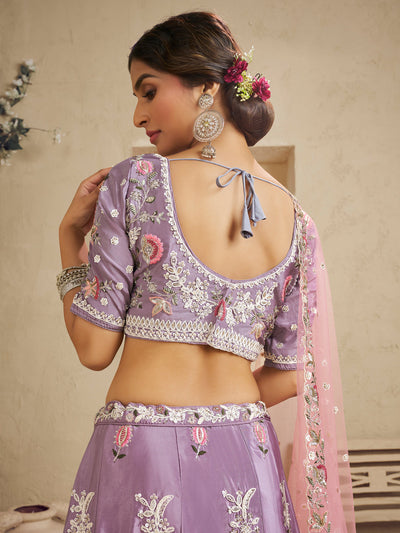 Satin Silk Fabric Sequins embroidery Semi-Stitched Lehenga choli & Dupatta House of Panchhi