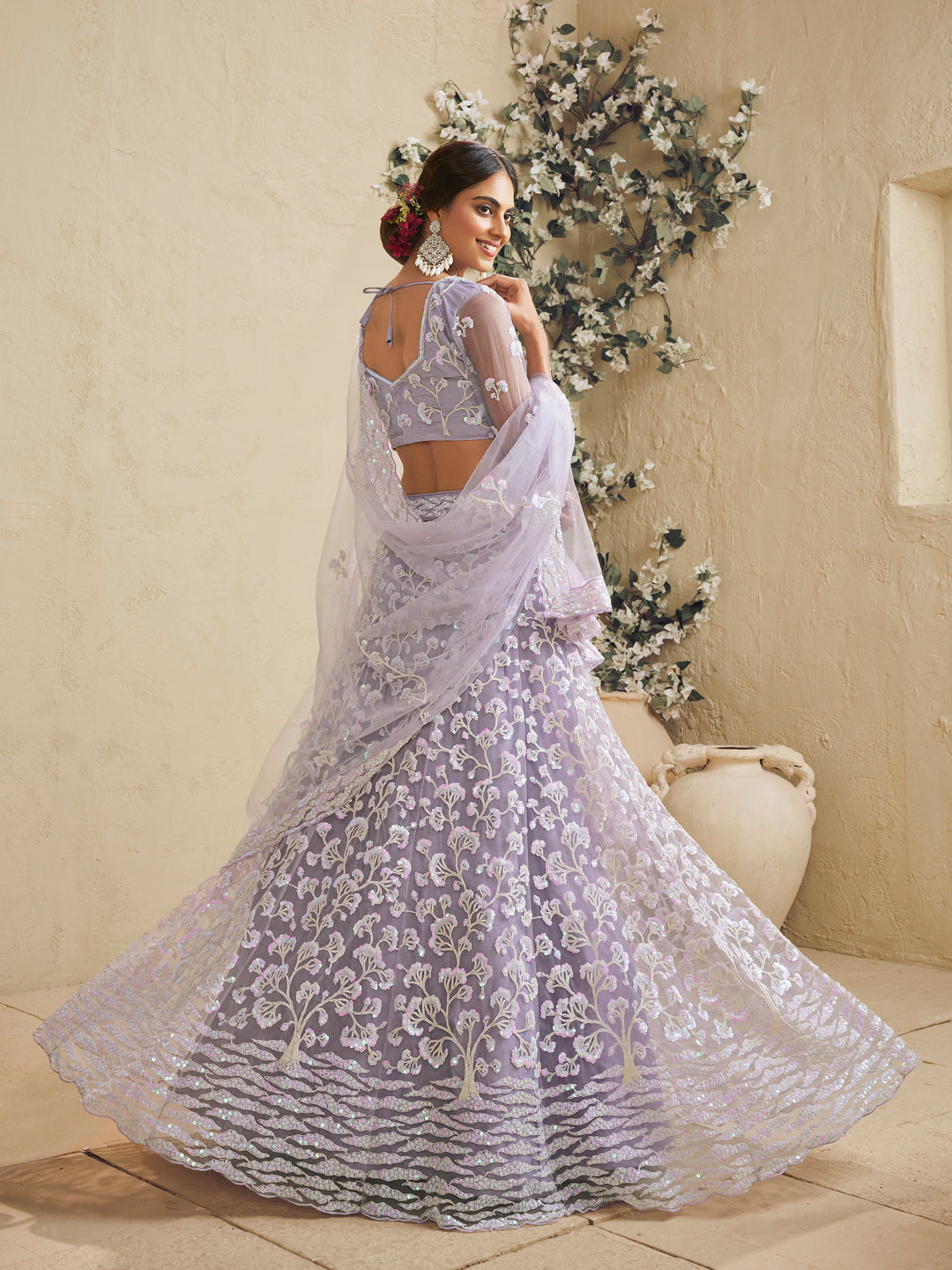 Net Fabric Sequinse embroidery Semi-Stitched Lehenga choli & Dupatta House of Panchhi