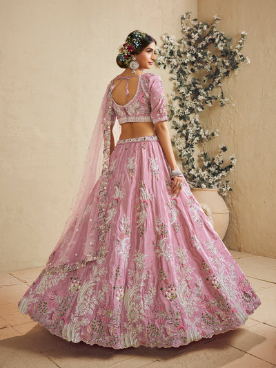 Satin Silk Fabric Sequins embroidery Semi-Stitched Lehenga choli & Dupatta House of Panchhi