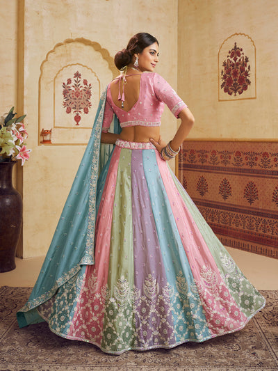 Chinnon Fabric Sequinse embroidery Semi-Stitched Lehenga choli & Dupatta House of Panchhi