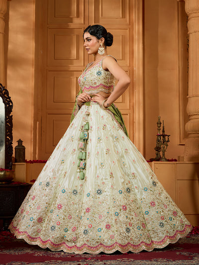 Tissue Fabric Sequins embroidery Semi-Stitched Lehenga & Unstitched Blouse With Dupatta houseofpanchhi