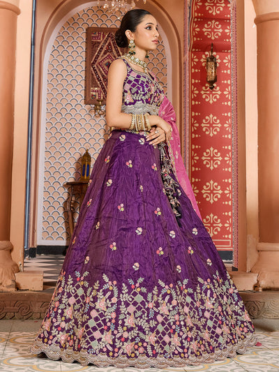 Tissue Fabric Sequins embroidery Semi-Stitched Lehenga & Unstitched Blouse With Dupatta House of Panchhi